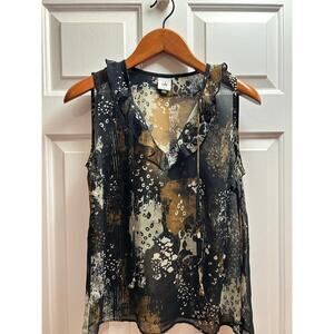 CAbi Incandescent Tank Top Sheer Ruffles Dark Romantic Feminine 4185, Size S